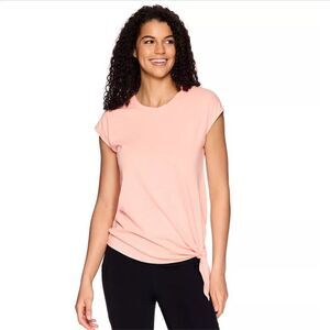 Gaiam Burnout Tie Tee Peach Melba moisture Wicking Yoga Athleisure Small S NWT